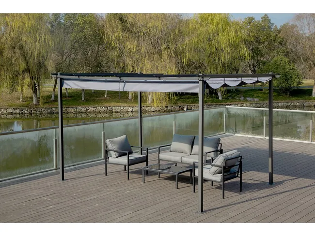 Pergola en métal avec toit rétractable - 3 x 4 m - Gris anthracite – Image 6