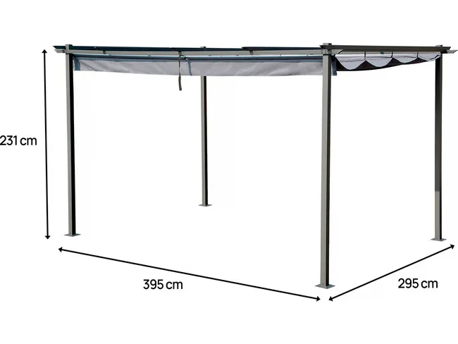 Pergola en métal avec toit rétractable - 3 x 4 m - Gris anthracite – Image 5